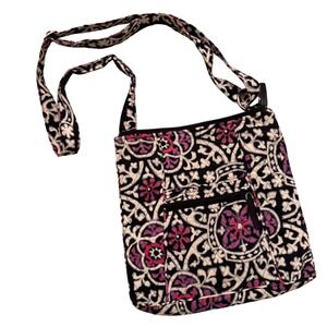Vera Bradley Quilted Medallion Floral Crossbody Shoulder Bag Purple Black